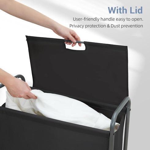 85 2 STORAGE MANIAC Rolling Laundry Hamper with Lid, L Laundry Sorter with Wheels, Loads Dirty Clothes Hamper, Laundrys