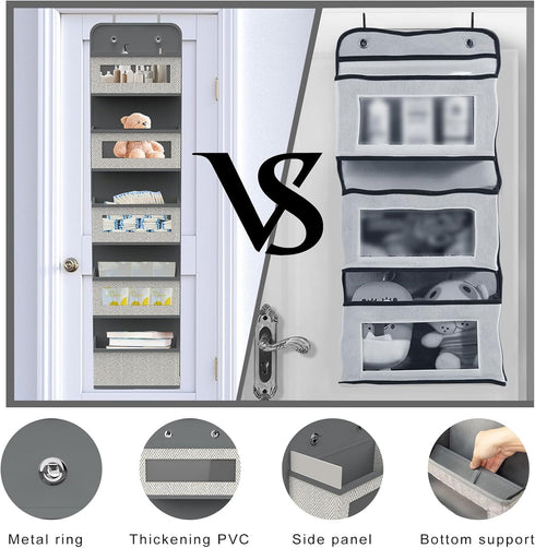 Over The Door Hanging Organizer with 5 Big Pockets, Wall Mount Storage for Pantry, Closet, and Nursery