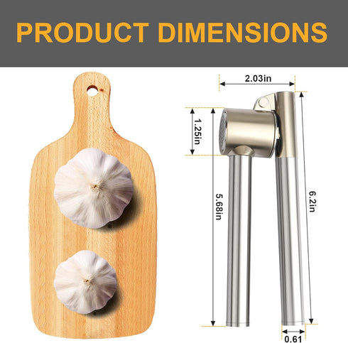 Roeene 304 Garlic Press, Stainless Steel Garlic Mincer & Crusher, Heavy Duty, Easy Squeeze, Rust Proof, Easy Clean