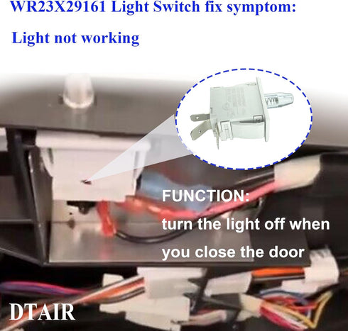 WR23X29161 Fresh Food Door Light Switch Replacement for GE Refrigerator, Compatible with WR23X29162