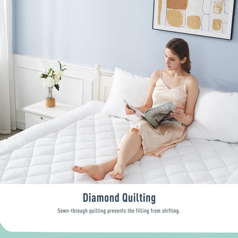 18-22" Queen Mattress Pad Cotton Mattress Pad Cover Quilted Mattress Cover Deep Pocket Mattress Protector Queen Size