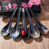 7 inch Japanese and Korean Ramen Spoon Set of 5, Long Handle Ceramic Soup Spoons for Miso, Asian Soup