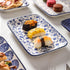 Selamica Ceramic 8 Inch Rectangular Salad Plates, Set of 6, Microwave/Oven/Dishwasher Safe Dinner Plates in Vintage Blue