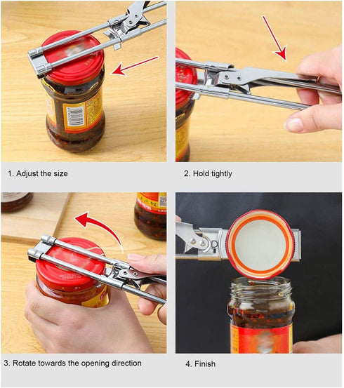 Master Jar & Bottle Opener, Adjustable Multifunctional Stainless Steel Can Opener and Jar Lid Gripper