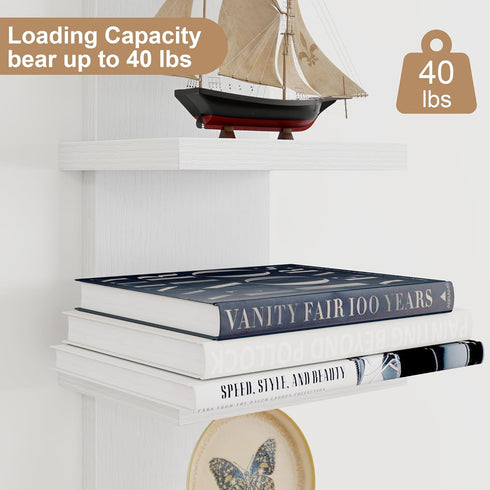 5 Fun Memories Tier Wall Shelf Unit, White Floating Shelves for Storage - Vertical Column Tower Design, Lack Wall Shelf