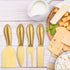 Patelai 4 Pieces Cheese Knives Set, Stainless Steel Tools with Cheese Slicer and Cutters (Gold)
