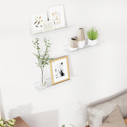 16 inch Set 3, Floating Shelves for Wall, Solid Wood Picture Ledge Shelf for Wall Storage, Nursery Book Shelves