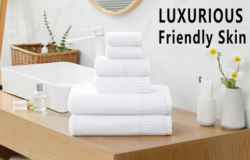 27.5x55 Inches Set 6 100 650GSM 6pieces) YTYC Luxury Bath Towels of Large, Percent Cotton Super Absorbent Soft Shower