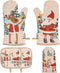 BESTONZON Cute Christmas Oven Mitt Set, Heat Resistant Oven Gloves and Pot Holders for Kitchen Decoration