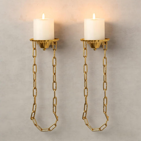 Candle Sconce Set of 2 - Medieval Metal Wall Decorations - Retro