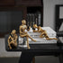 3Pcs FJS Gold Thinker Statues Home Decor Accents, Pulp Reading Women Figurine Decorations for Living Room, Modern