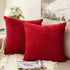 MIULEE Pack of 2 Red Corduroy Soft Decorative Square Throw Pillow Covers, 18 x 18 Inch