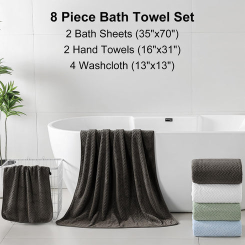8 Pack Set, 2 2 4 Ferdilan Bath Towel Extra Large Bath Towel Sheets, Hand Towels and Washcloths Ultra Soft