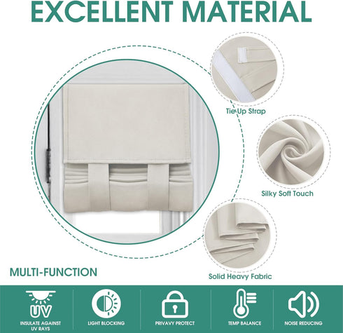 HOMEIDEAS Sidelight Curtains for Front Door, Thermal Insulated Privacy Door Shades, 1 Panel, Cream