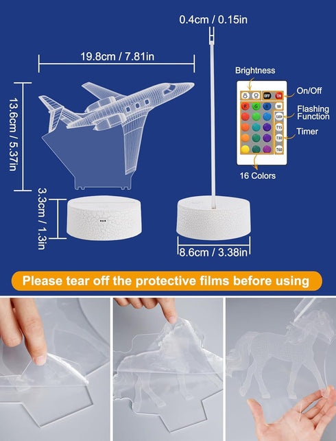 16 FULLOSUN Airplane Gift, Plane Night Light, Pilot Lamp with Remote Control Colors Changeable Kids Room Lighting