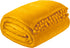 Cozy 50x60 Inches PAVILIA Fleece Throw Blanket for Couch with Pom Pom Fringe, Mustard Yellow, Soft Fuzzy Flannel
