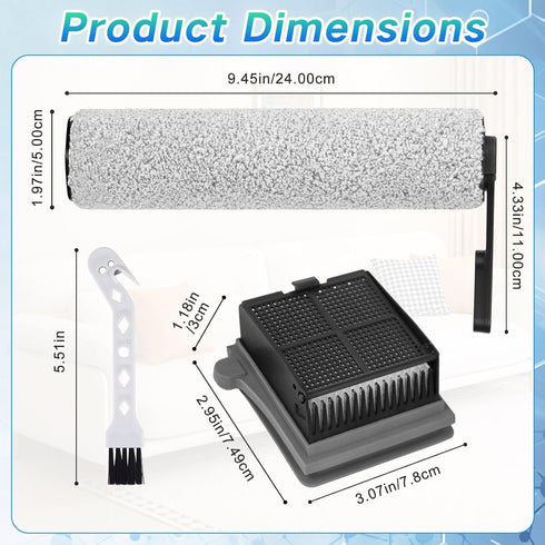 Set 5 7 3 3 1 Accessory for Tineco iFLOOR Breeze Wet and Dry Vacuum Cleaner Replacement Parts Pieces Accessories Roller