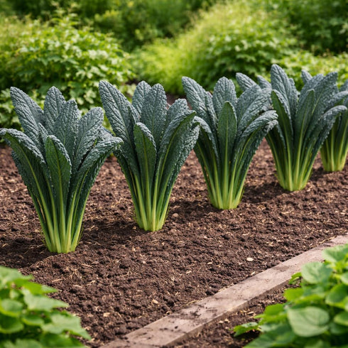 Sunutri Seeds Black Tuscan Lacinato Kale Seeds Dark Blue-Green Leaves with Upright Growth for Home Gardens, Raised Beds