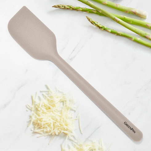 GreenPan Silicone Mixing Spatula, Scraping Baking Cooking Kitchen Utensil, Flexible Rubber Nonstick Cookware, Rigid Steel Core, Heat-Resistant, Anti-Slip Handle, BPA-Free, Dishwasher Safe, Taupe by GreenPan