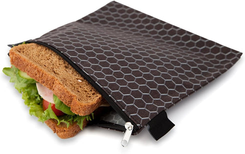 Nordic By Nature 4 Pack Reusable Sandwich Bags, Dishwasher Safe, BPA Free, Black Metal