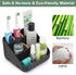 Bamboo Toothbrush Holders Bathroom Countertop Organizer, 6 Slots Toothbrush Caddy for Kids Family Vanity Storage (Black)