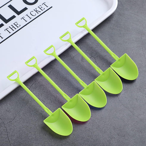 Mini Shovel Shape Spoons, Cute Disposable Plastic Dessert Spoons, Ice Cream Spoon Shovels, 100 Pieces, Green