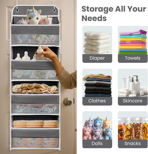 Andahoom Organizer,4 4 44lb Nursery,Closet, Ease of Assembly Over The Door Shelves & Side Pockets,Anti Tilt Hanging