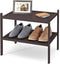 Smiry Bamboo Small Shoe Rack, 2 Tier Shoe Organizer for Entryway &