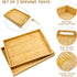 Set 2 17x13in, 16x12in GOLD HONEY Bamboo Serving Tray with Handles of - Decorative Wooden Tray for Living Room
