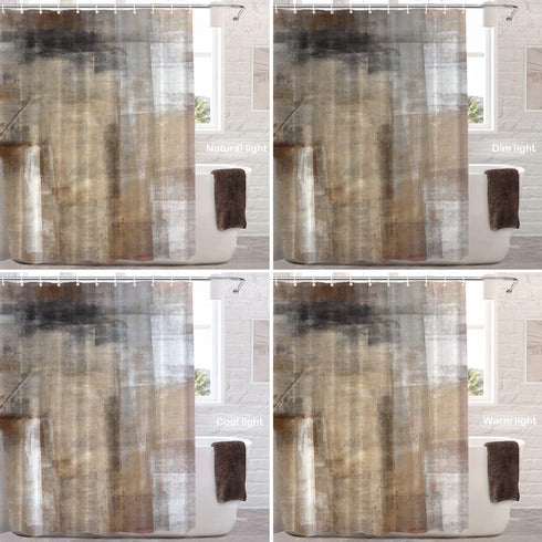 Batmerry Brown Beige Abstract Art Decorative Shower Curtain, Cute Long Wide Shower Curtain with Rust Proof Grommets