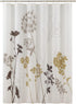 Cream Fabric Shower Curtain - Waterproof Floral Leaves Polyester Fabric, Plants Printed Shower Curtains for Bathroom,