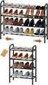 AUGOHCMIL Expandable Shoe Rack, 4-Tier Metal Small Shoe Rack, Adjustable Shoes Organizer, Storage