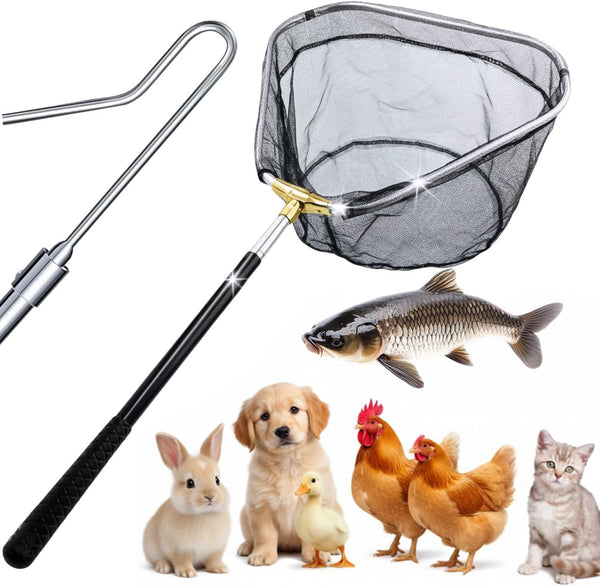 SHANWORN Retractable Poultry Chicken Catcher Net - Heavy-Duty Stainless Steel Extendable 16" to
