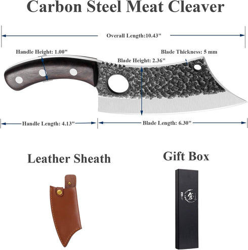 Upgraded Huusk Kitchen Chef Knife Viking Knife with Sheath, Japanese Forged Multipurpose Meat Knives with Gift Box