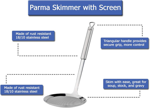 Parma Skimmer with Screen - 13.25", Silver