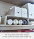 Yamazaki Home Cabinet Bottom Shelf Storage Organizer, Set of 2 Dish Riser, White, Steel, One Size