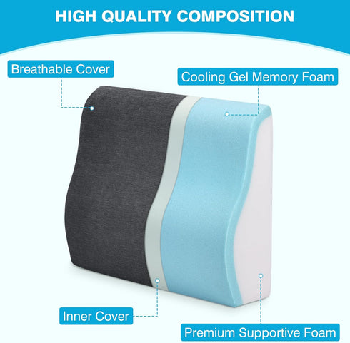 TANYOO Back Support Pillow for Recliner Dual Layer Lumbar Support Pillow with Gel Memory Foam Ergonomic Orthopedic