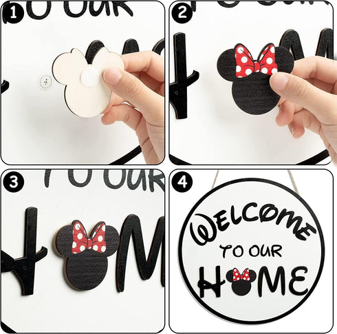 19Pcs Cute Mouse Interchangeable Seasonal Welcome Door Sign - Front Door Decor for Farmhouse