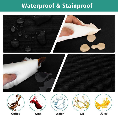 2 Packs 24x24 inch LUSHVIDA Vinyl Card Tablecloth with Flannel Backing - Waterproof Plastic Cover for Picnic Nightstand
