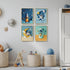 4 Framed Space Astronaut Cool Wall Art for Nursery Decor, Piece Modern Space Themed Canvas Prints Artwork for Walls