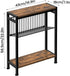 3-Tier Small Side Table for Small Space, Narrow End Table with Magazine Holder,Slim Nightstand, Skinny Snack Couch