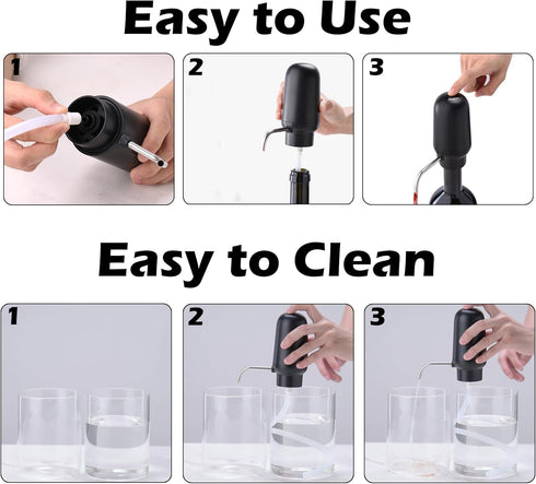 Electric Wine Aerator and Dispenser, Rechargeable Wine Decanter, Black