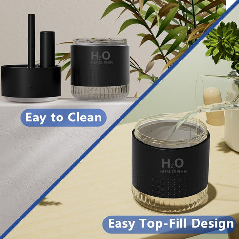 SZO Colorful Mini Humidifier, USB Rechargeable, 4 Modes Super Quiet, Suitable for Travel Office Family - Black