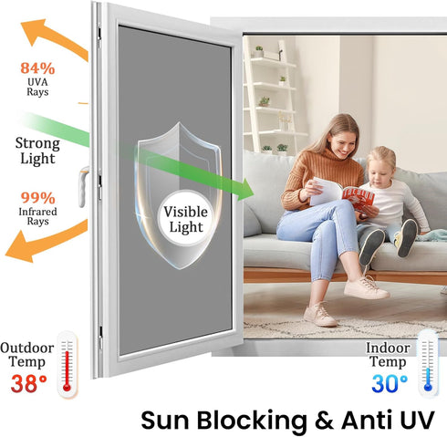 One Way Window Privacy Film, Reflective Tint for Home, Sun Blocking Anti-UV Clings with 3 Tools
