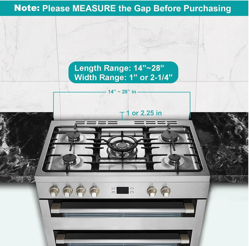 15.7" - 28" Stainless Steel Stove Gap Filler, Slide-in Range Rear Filler Kit, Backsplash for Most Brand Kitchen Stoves