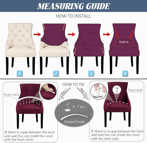 Wingback Side Chair Cover Slipcover Velvet Stretch Arm Chair Protector Accent Chair Cover Slipcover Washable
