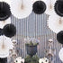 Cheerland Black White Party Decorations, Hanging Paper Fans Garland Kit for Wedding, Halloween