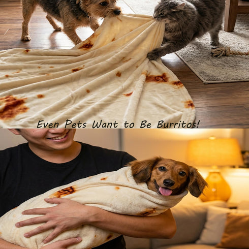 47in LetsFunny Burrito Tortilla Throw Blankets for Adults Teen Kids, Double Sided Tortilla Taco Wrap Blankets, Novelty
