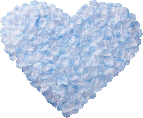 Artificial Silk Rose Petals for Romantic Night, Wedding, Party, Anniversary Flower Decorations (Light Blue & White,