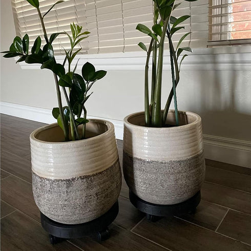 WanderingDonkey 2 Pack 9.8 Inch of Heavy Duty Plant Caddy with Wheels,Rolling Plant Stand Pot Trolley, Potted Flower